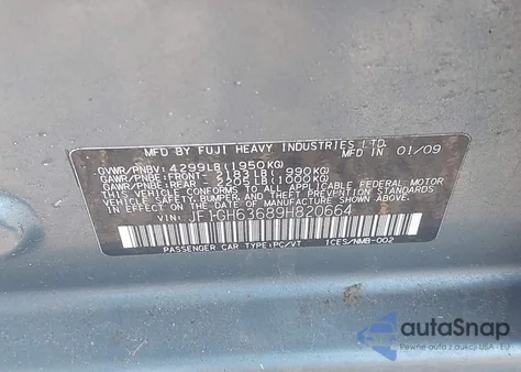 2009 Subaru Impreza Outback Sport from USA, damaged, VIN JF1GH63689H820664